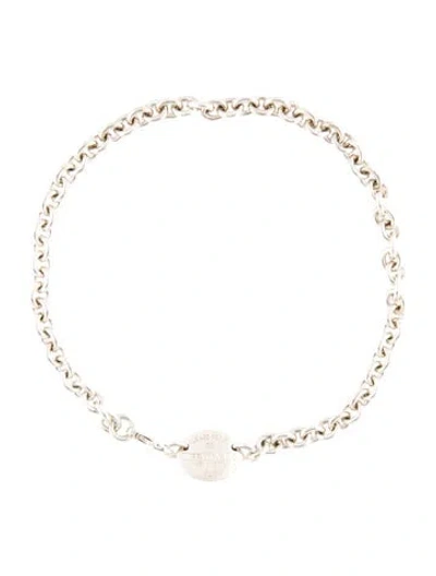 Pre-owned Tiffany & Co Oval Tag Choker Necklace, 15.5" In Multi