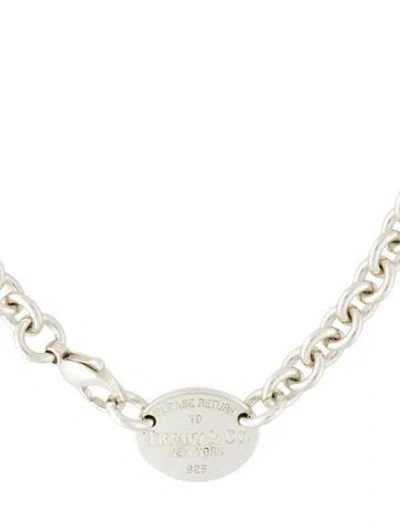 Pre-owned Tiffany & Co Oval Tag Choker Necklace, 15.5" In Multi