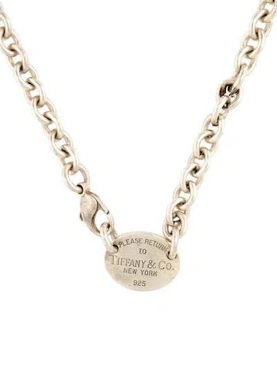 Pre-owned Tiffany & Co Oval Tag Choker Necklace, 15.5" In Multi