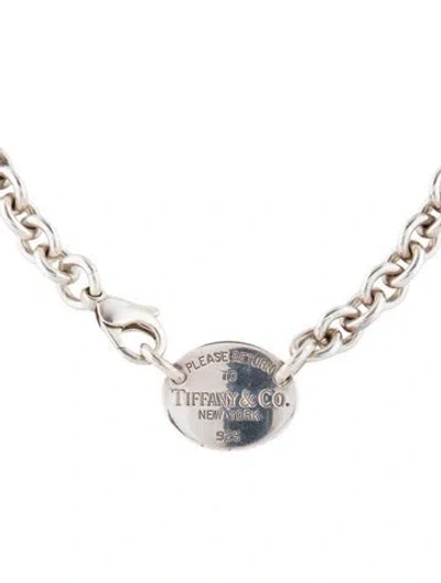 Pre-owned Tiffany & Co Oval Tag Choker Necklace, 15.5" In Multi