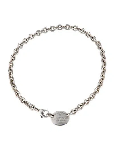 Pre-owned Tiffany & Co Oval Tag Choker Necklace, 15.5" In Multi