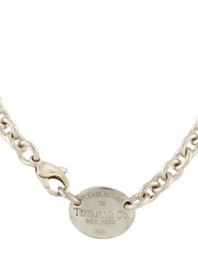 Pre-owned Tiffany & Co Oval Tag Choker Necklace, 15.5" In Multicolor