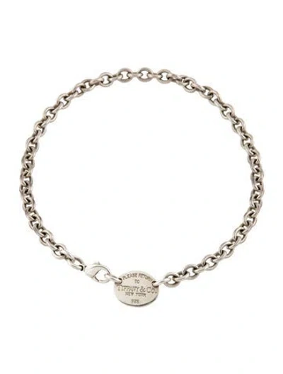 Pre-owned Tiffany & Co Oval Tag Choker Necklace, 15.5" In Multicolor