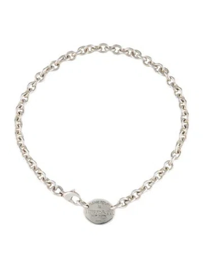 Pre-owned Tiffany & Co Oval Tag Choker Necklace, 15.5" In Multicolor