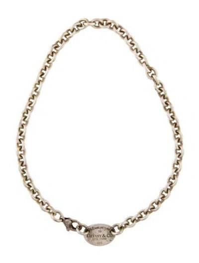 Pre-owned Tiffany & Co Oval Tag Choker Necklace, 15.5" In Multicolor