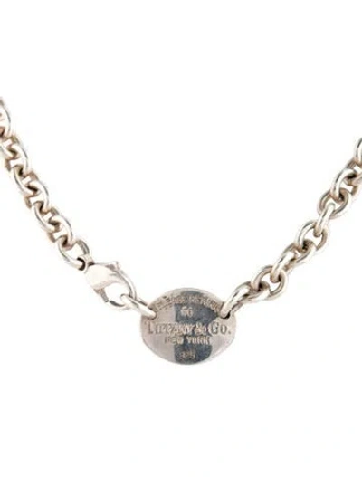 Pre-owned Tiffany & Co Oval Tag Choker Necklace, 15.5" In Multicolor