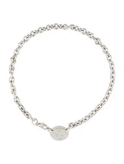Pre-owned Tiffany & Co Oval Tag Choker Necklace, 15.5" In Multicolor