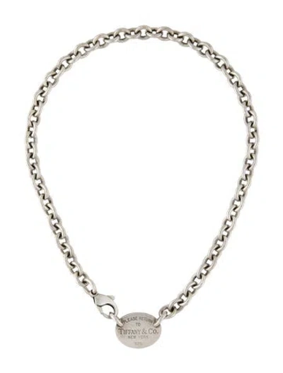 Pre-owned Tiffany & Co Oval Tag Choker Necklace, 15.5" In Multicolor