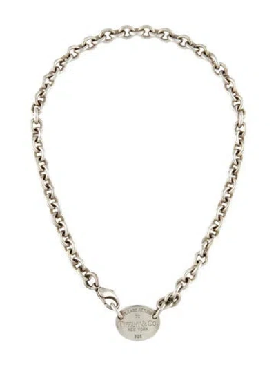 Pre-owned Tiffany & Co Oval Tag Choker Necklace, 16" In Multi