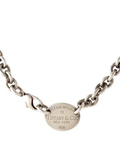 Pre-owned Tiffany & Co Oval Tag Choker Necklace, 25.5" In Multicolor