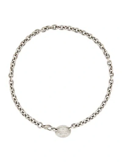 Pre-owned Tiffany & Co Oval Tag Choker Necklace, .75" In Multi
