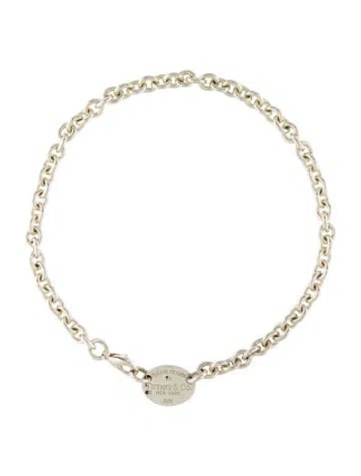 Pre-owned Tiffany & Co Oval Tag Link Necklace, 15" In Multi