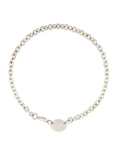 Pre-owned Tiffany & Co Oval Tag Pendant Link Neckalce, 15.25" In Multi