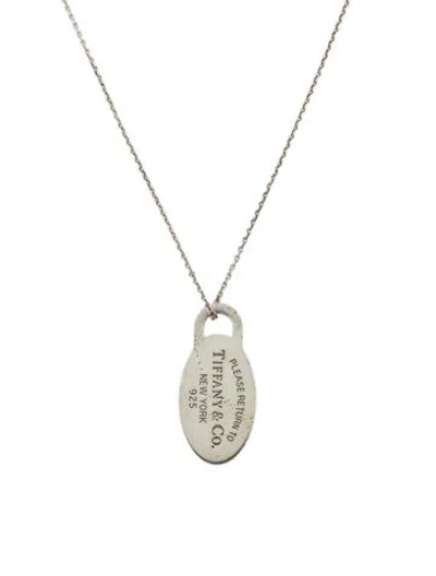 Pre-owned Tiffany & Co Oval Tag Pendant Necklace, 18" In Multi