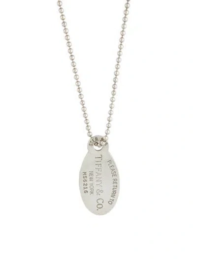 Pre-owned Tiffany & Co Oval Tag Pendant Necklace, 34" In Multi