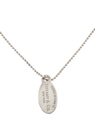 Pre-owned Tiffany & Co Oval Tag Pendant Necklace, 34" In Multi