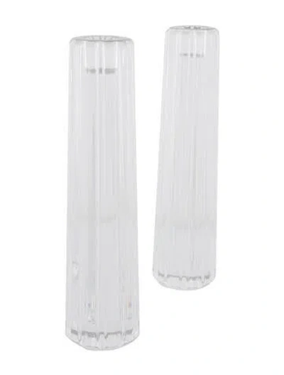 Pre-owned Tiffany & Co Pair Of Crystal Atlas Candlesticks In Transparent