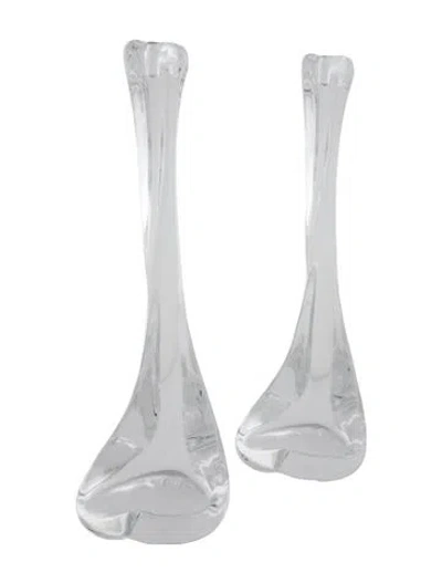 Pre-owned Tiffany & Co Pair Of Elsa Peretti Bone Candlesticks In Transparent