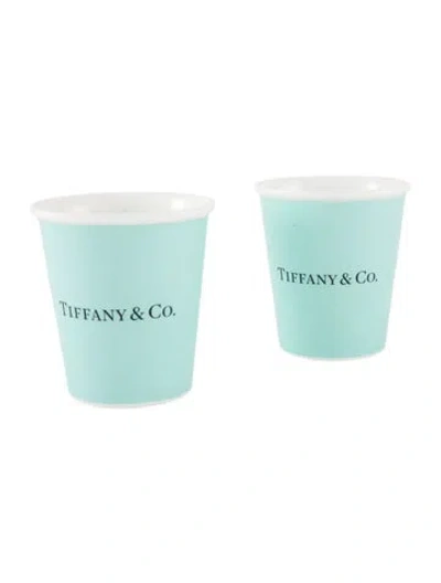 Pre-owned Tiffany & Co Pair Of Everyday Objects Bone China Paper Cup In Blue
