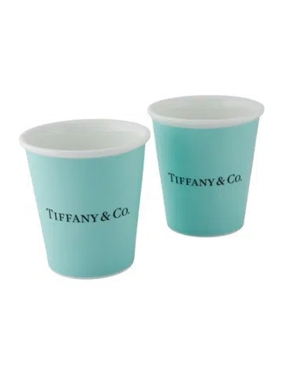 Pre-owned Tiffany & Co Pair Of Everyday Objects Bone China Paper Cup In Blue