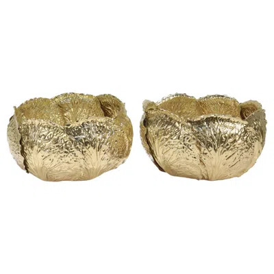 Pre-owned Tiffany & Co Pair Of Large  Sterling Silver Cabbage Centerpiece Serving Bowls In Brown