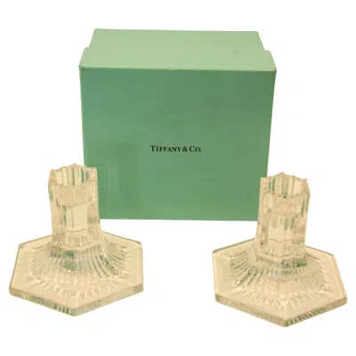 Pre-owned Tiffany & Co Pair Of Louis Comfort . Clear Crystal Candlesticks In Brown