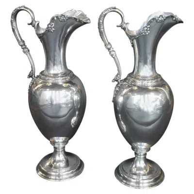 Pre-owned Tiffany & Co Pair Of Oversized Sterling Silver . Pitchers, 1950's.