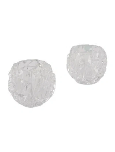 Pre-owned Tiffany & Co Pair Of Rock Cut Votive Candleholder In Transparent