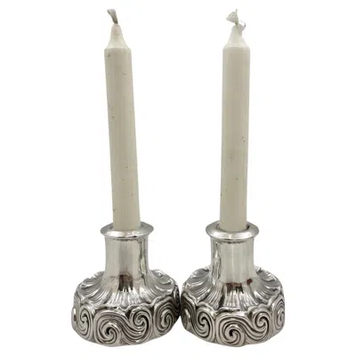 Pre-owned Tiffany & Co Pair Of Tiffany Sterling Silver Candle Holders Designed By Louis C Tiffany