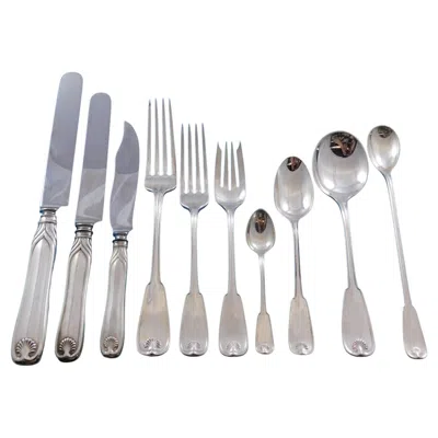 Pre-owned Tiffany & Co Palm By  Sterling Silver Flatware Service For 12 Set 126 Pcs Dinner