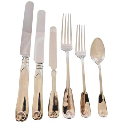 Pre-owned Tiffany & Co Palm By  Sterling Silver Flatware Service For 12 Set 75 Pcs Dinner In Sand