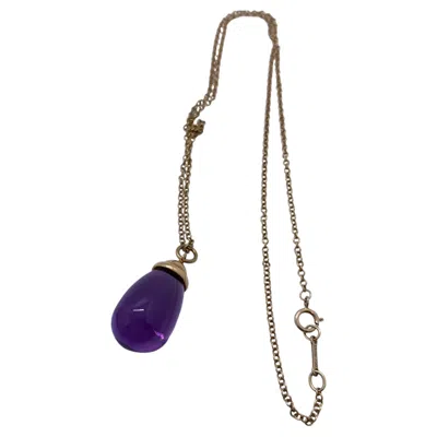 Pre-owned Tiffany & Co . Paloma Picasso Amethyst Drop Pendant Necklace 18k Yellow Gold