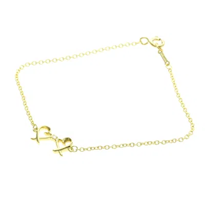 Pre-owned Tiffany & Co . Paloma Picasso Double Loving Heart Bracelet 18k Yellow Gold And Diamond Gold Yellow_go