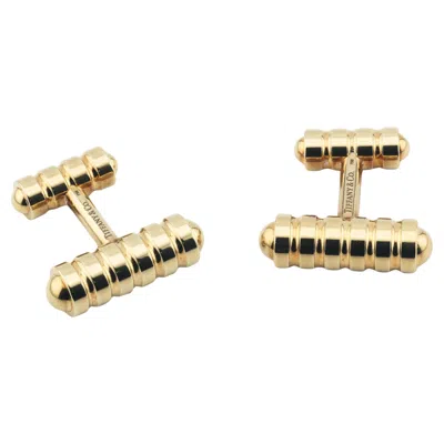 Pre-owned Tiffany & Co . Paloma Picasso Heavy 18k Yellow Gold Groove Cufflinks
