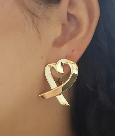 Pre-owned Tiffany & Co . Paloma Picasso Large Loving Heart Earrings In 18k Yellow Gold