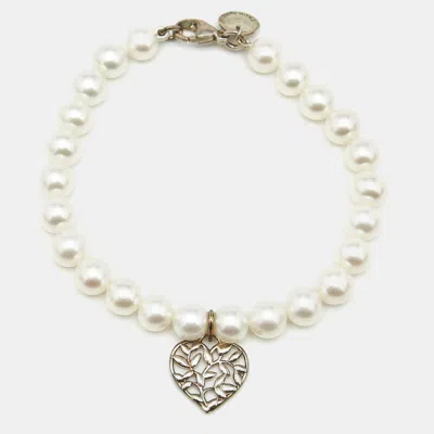 Pre-owned Tiffany & Co Paloma Picasso Olive Leat Cultured Pearl Sterling Silver Bracelet