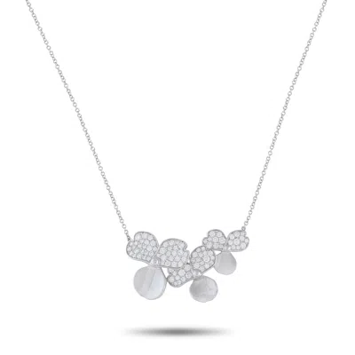 Tiffany & Co Paper Flowers Platinum Diamond Pendant Necklace #5167 In Silver