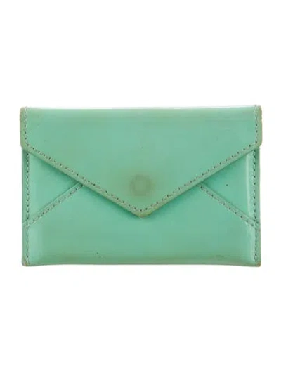 Pre-owned Tiffany & Co Patent Leather Compact Wallet In Green
