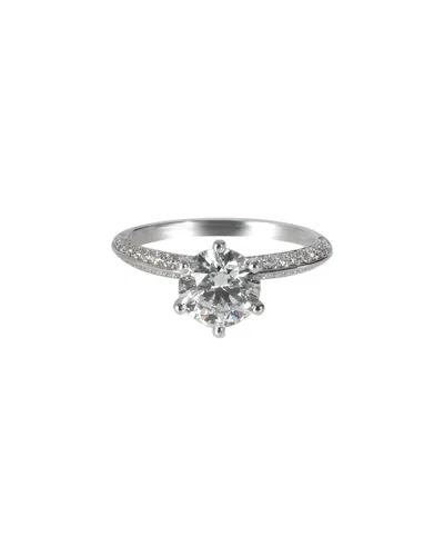 Tiffany & Co . Pave Tiffany Setting Platinum 0.74 Ct. Tw. Diamond Engagement Ring (authentic Pre-love In Metallic