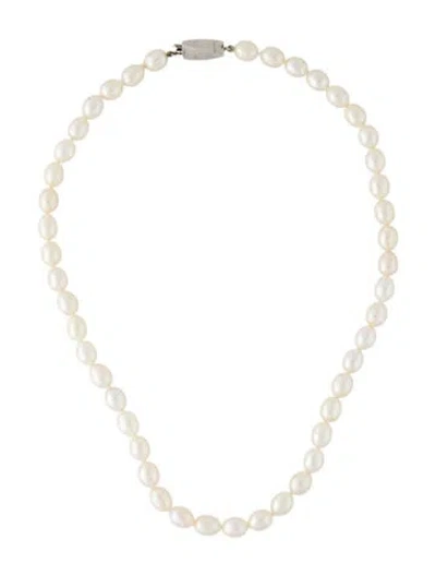 Pre-owned Tiffany & Co Pearl Bead Strand Necklace, 16" In Multi
