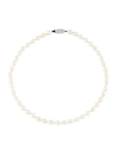 Pre-owned Tiffany & Co Pearl Bead Strand Necklace, 16.25" In Multi