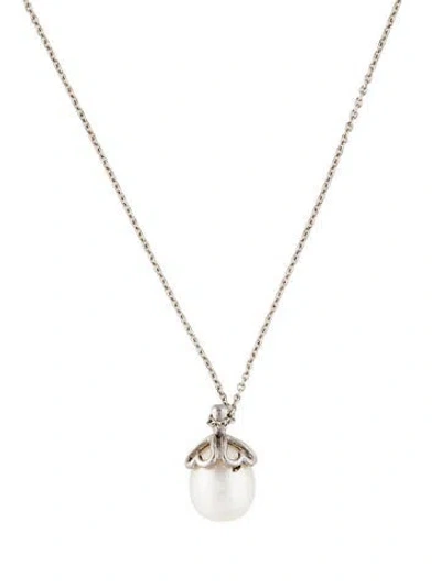 Pre-owned Tiffany & Co Pearl Heart Cap Pendant Necklace, 17.5" In Multi