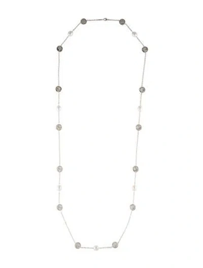 Pre-owned Tiffany & Co Pearl Hibiscus Station Necklace, 33.75" In Multi