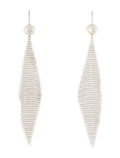 Pre-owned Tiffany & Co Pearl Mesh Drop Earrings In Multi