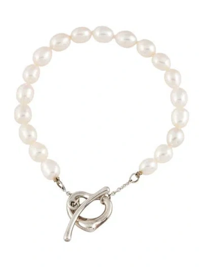 Pre-owned Tiffany & Co Pearl Open Heart Bracelet In Multi