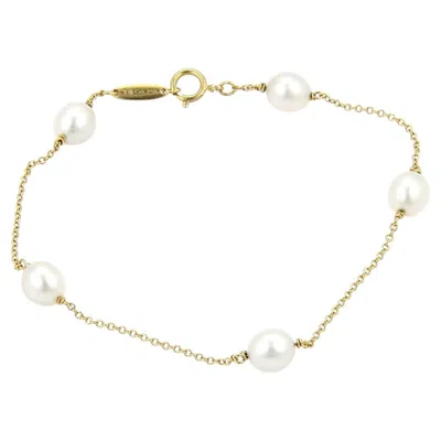Pre-owned Tiffany & Co . Peretti Pearls By The Yard 18k Yellow Gold Bracelet 7.25"