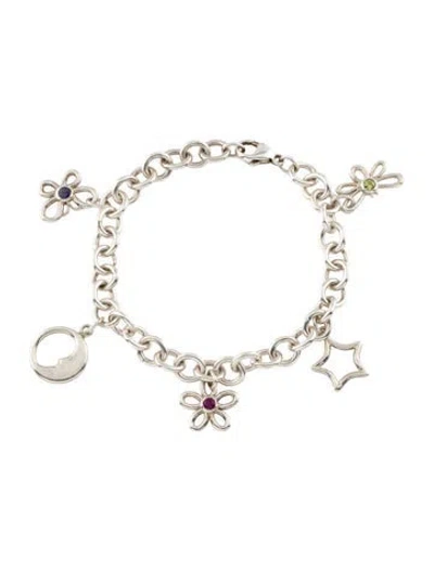Pre-owned Tiffany & Co Peridot, Iolite & Rhodolite Charm Bracelet, 7" In Multi