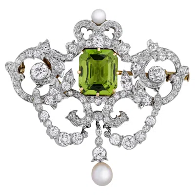 Pre-owned Tiffany & Co . Peridot Pendant Brooch In Multi