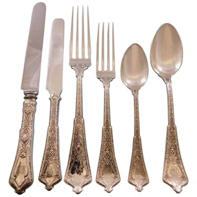 Pre-owned Tiffany & Co Persian By Tiffany Sterling Silver Flatware Set Of Service 92 Pieces In Brown