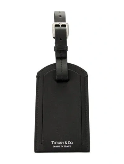 Pre-owned Tiffany & Co Personal Leather Luggage Travel Tag In Black